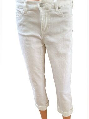 Liverpool White Cropped Cuffed Jeans